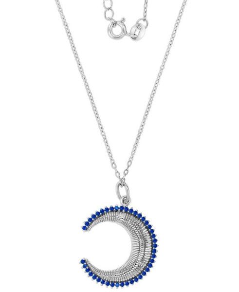 Black Spinel Crescent Moon Pendant Necklace (1/3 ct. t.w.) in Sterling Silver, 16" + 2" extender (Also in Lab-Grown Blue Spinel)