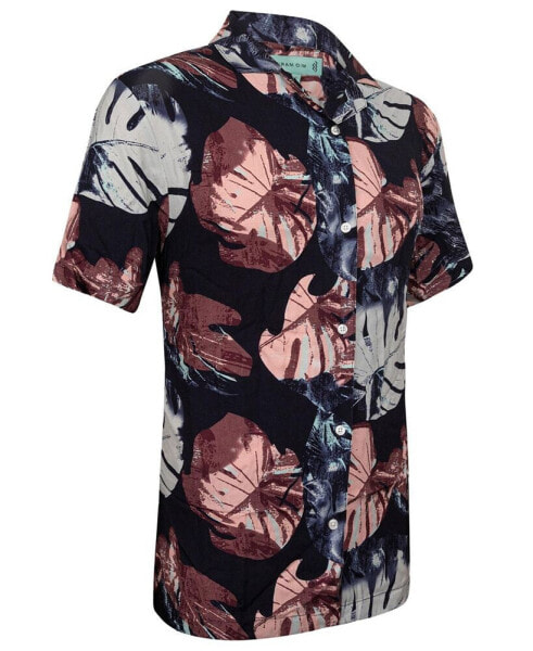 Mens Casual Button-Down Hawaiian Shirt - Short Sleeve
