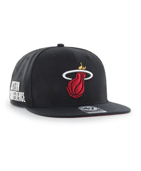 Men's Black Miami Heat Sure Shot Captain Snapback Hat