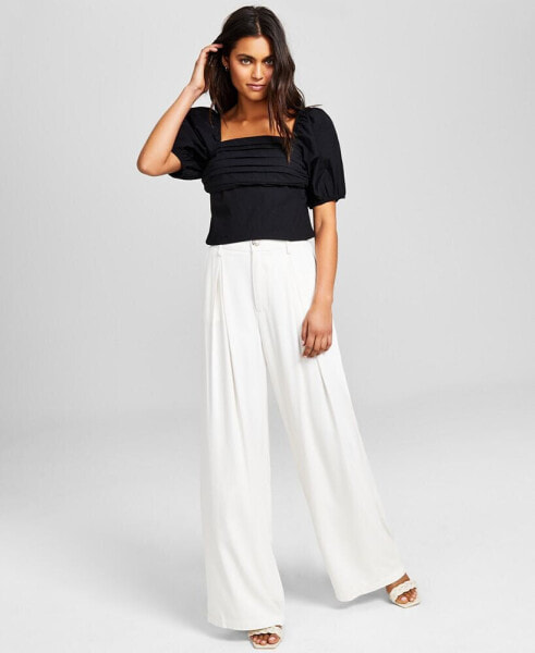 Women's Pleat-Front Wide-Leg Soft Pants