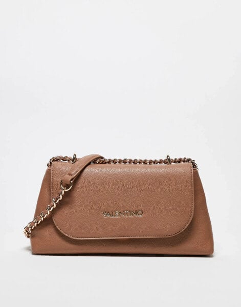 Valentino Arcadia flap crossbody bag with chain strap in beige