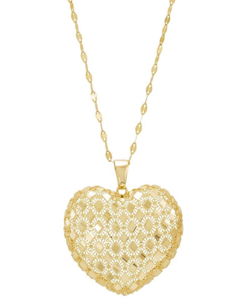 Openwork Heart 18" Pendant Necklace in 10k Gold