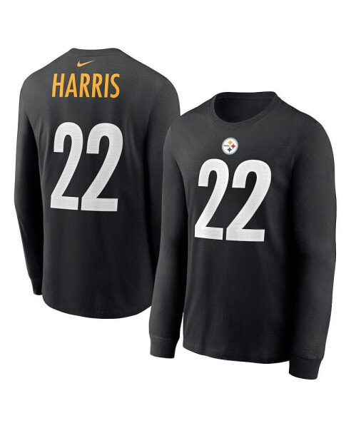Men's Najee Harris Black Pittsburgh Steelers Player Name & Number Long Sleeve T-shirt