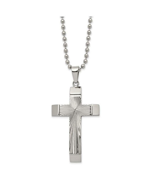 Polished Starburst Cross Pendant on a Ball Chain Necklace