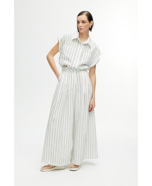 Women's Striped Wide Leg Pants