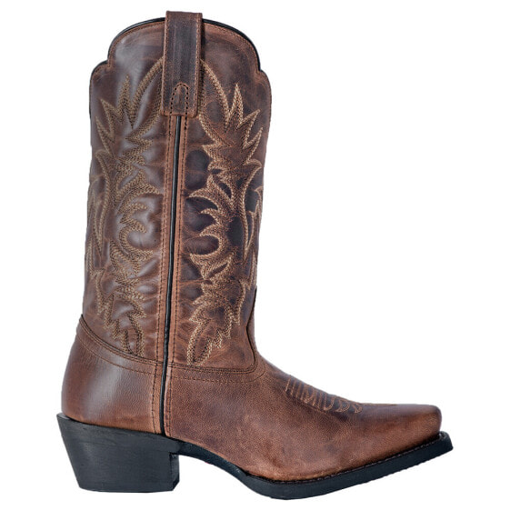 Laredo Malinda Distressed Embroidered Square Toe Cowboy Womens Brown Dress Boot