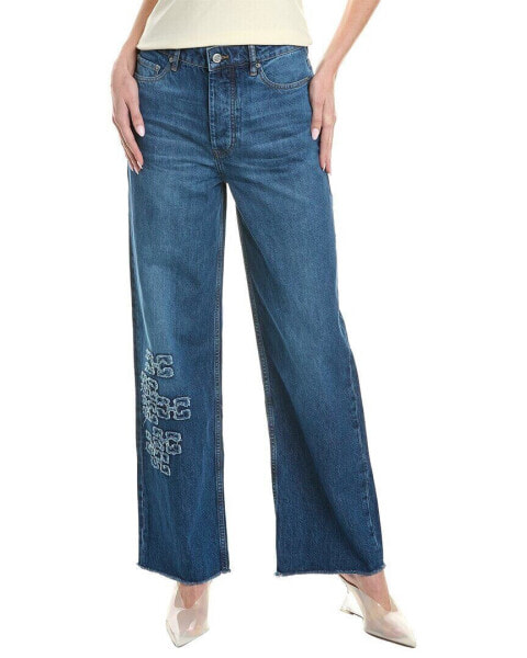 Ganni Izey Mid Blue Stone Relaxed Straight Jean Women's