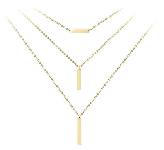 Gold-plated triple steel necklace