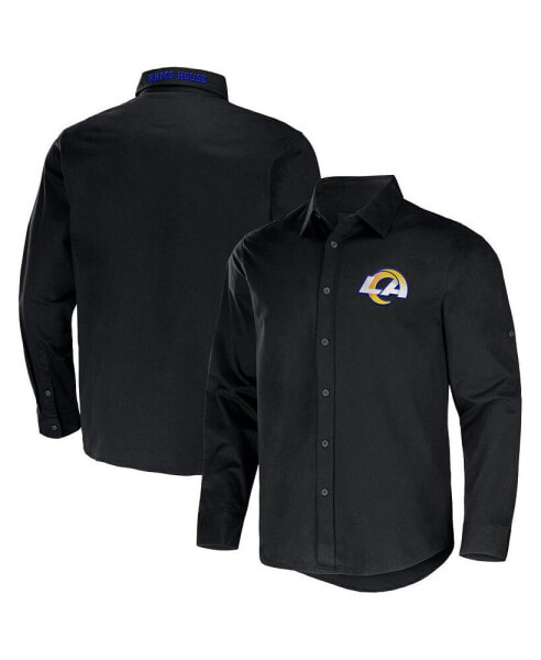 Men's NFL x Darius Rucker Collection by Black Los Angeles Rams Convertible Twill Long Sleeve Button-Up Shirt