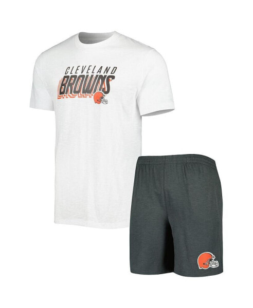 Men's Charcoal, White Cleveland Browns Downfield T-shirt and Shorts Sleep Set