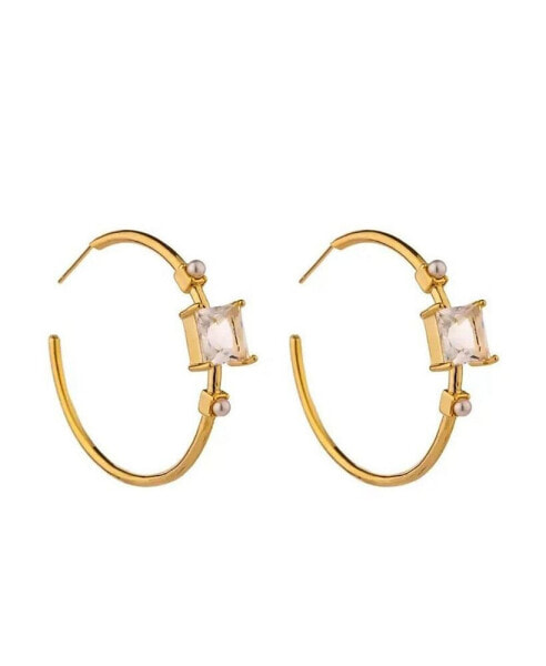 Princess Cut Cubic Zirconia Hoop Earrings for Women