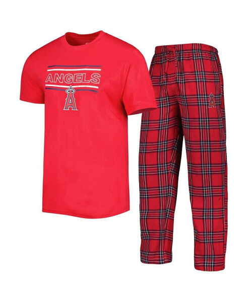 Men's Red, Navy Los Angeles Angels Badge T-shirt and Pants Sleep Set