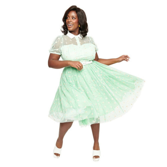 Plus Size 1950s Short Sleeve Collared Hollie Swing Dress