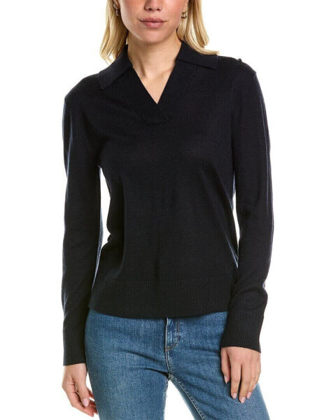 Mt By Madeleine Thompson Polo Collar Wool-Blend Sweater Women's Blue Xs