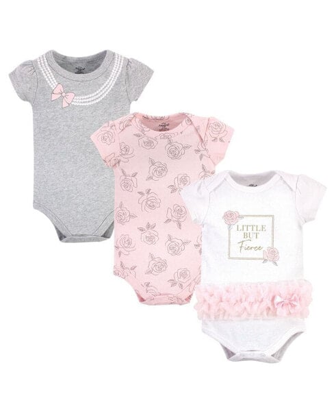 Baby Girl Cotton Bodysuits 3pk, Fierce