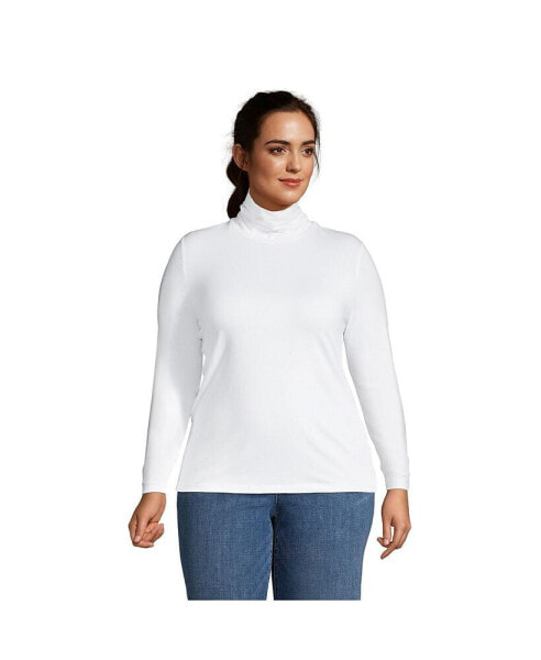 Plus Size Lightweight Fitted Long Sleeve Turtleneck Tee