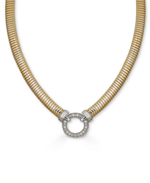 Macy's diamond Circle Tubogas 18" Statement Necklace (1/3 ct. t.w.) in Sterling Silver & 14k Gold-Plate