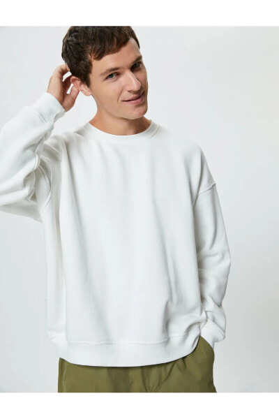 Basic Sweatshirt Rahat Kesim Bisiklet Yaka Uzun Kollu