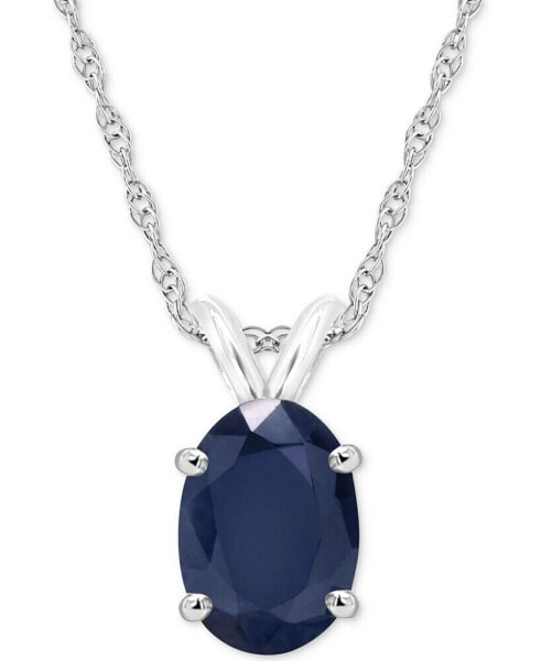 Macy's sapphire Solitaire 18" Pendant Necklace (1 ct. t.w.) in 14k White Gold (Also in Ruby)