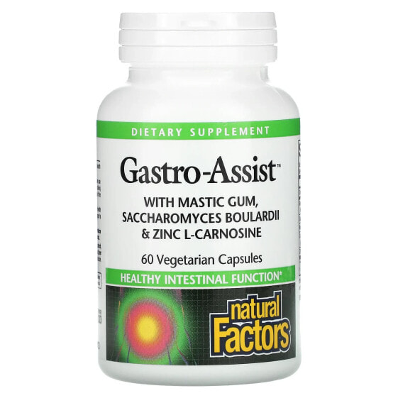 Витамины и минералы Natural Factors Gastro-Assist с жвачной смолой, Saccharomyces Boulardii и цинк L-Carnosine, 60 вегетарианских капсул