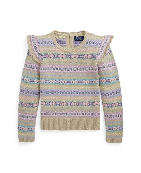 Big Girls Ruffled Fair Isle Wool-Blend Sweater