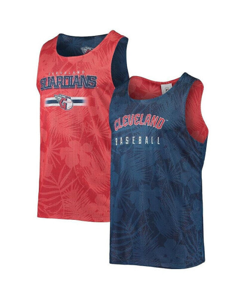 Men's Navy Cleveland Guardians Floral Reversible Mesh Tank Top