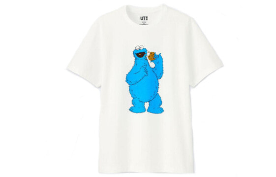 Kaws x Sesame Street x UNIQLO 三方联名款 短袖T恤 甜饼怪 男女同款 白色 / Футболка UNIQLO T Kaws x Sesame Street UQ412759000