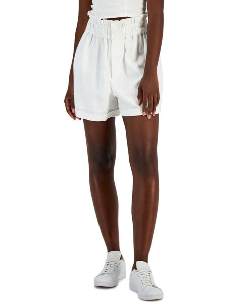 Women's Linen-Blend Paperbag-Waist Shorts, Created for Macy's