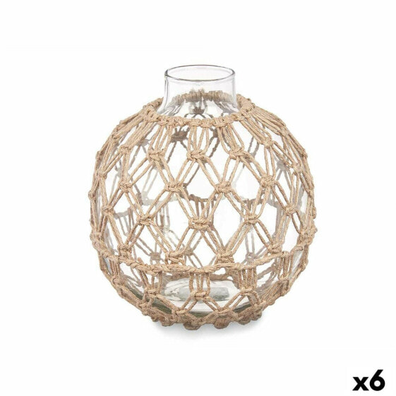 Декоративный шар Прозрачный Натуральный Cтекло Веревка 18 x 20 cm (6 штук)