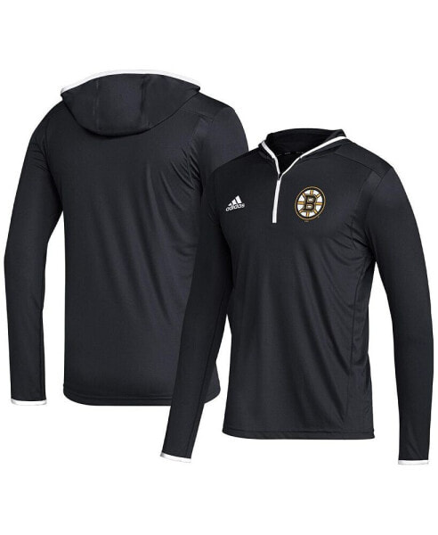 Men's Black Boston Bruins Team Long Sleeve Quarter-Zip Hoodie T-shirt