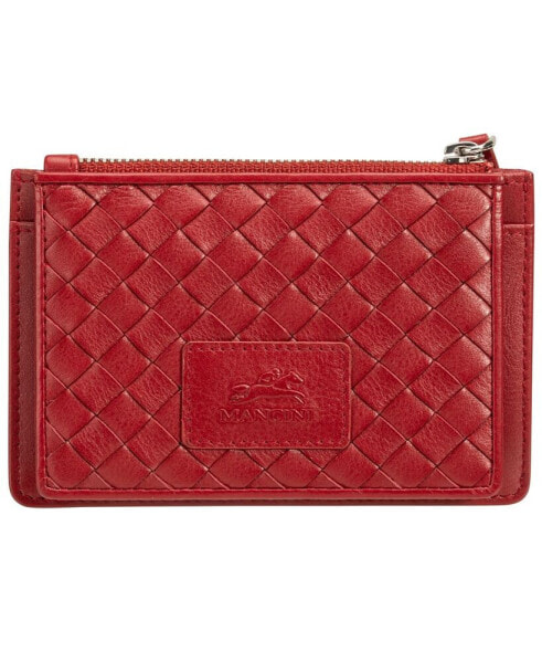 Women's Basket Weave Collection RFID Secure Card Case and Coin Pocket