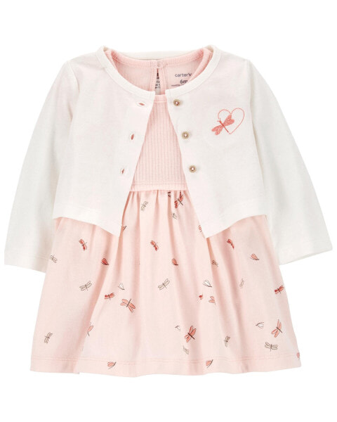 Baby 2-Piece Bodysuit Dress & Cardigan Set NB