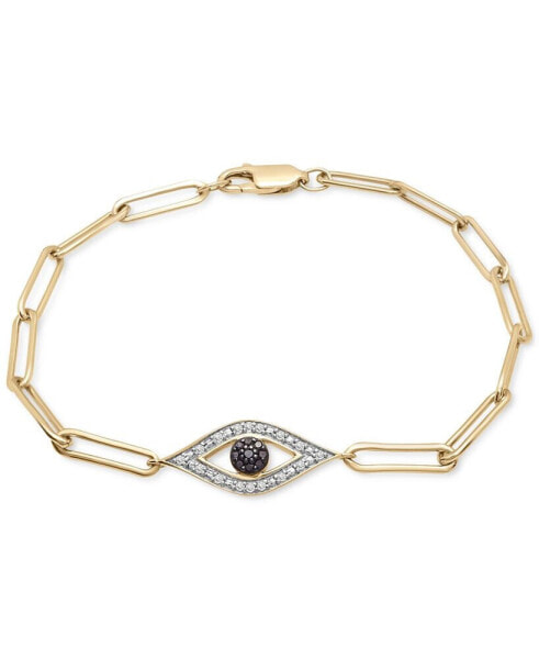 Black Diamond (1/20 ct. t.w.) & White Diamond (1/10 ct. t.w.) Evil Eye Paperclip Link Bracelet