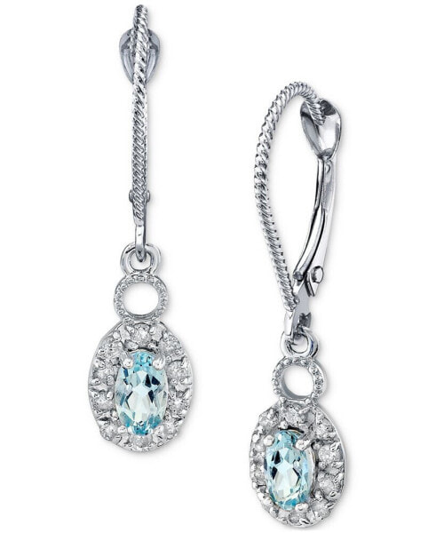 Серьги Macy's Aquamarine & Diamond Halo