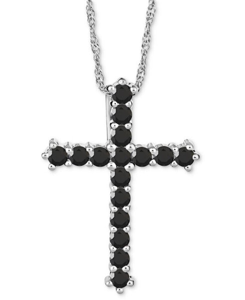 Onyx Cross 18" Pendant Necklace in Sterling Silver (Also in Turquoise)
