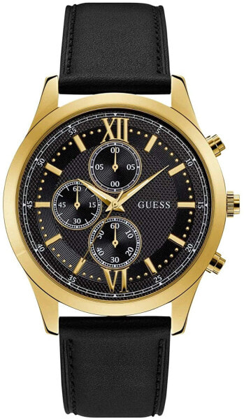 Guess Hudson Herren-Armbanduhr 44mm Armband Leder Schwarz W0876G5