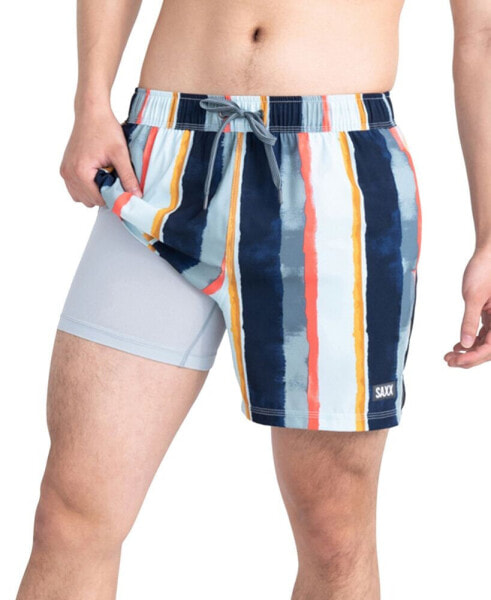 Men's Oh Buoy 2N1 Striped Volley 5" Swim Shorts