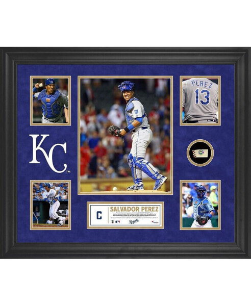 Salvador Perez Kansas City Royals Framed 5-Photo Collage with a Piece of Game-Used Baseball