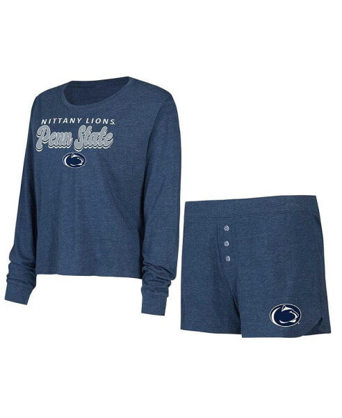 Women's Navy Penn State Nittany Lions Team Color Long Sleeve T-shirt and Shorts Set