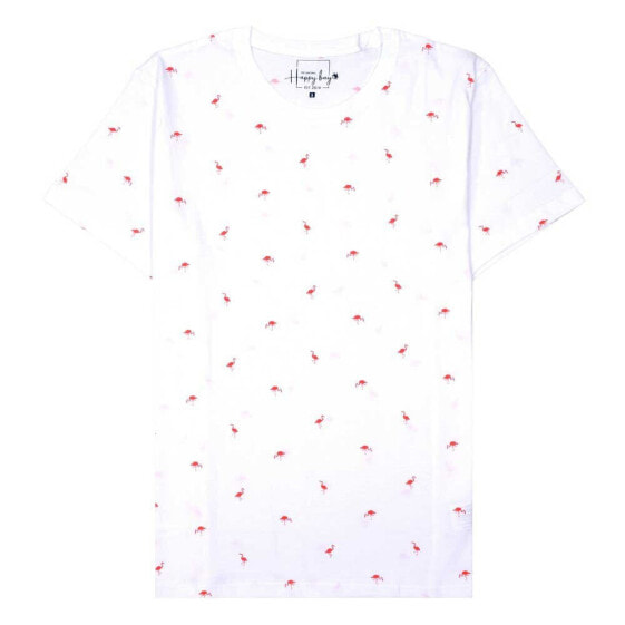 HAPPY BAY White flamingoes short sleeve T-shirt