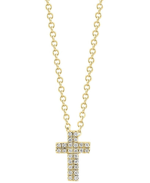 EFFY Collection eFFY® Diamond Pavé Cross 18" Pendant Necklace (1/20 ct. t.w.) in Sterling Silver or 14k Gold-Plated Sterling Silver