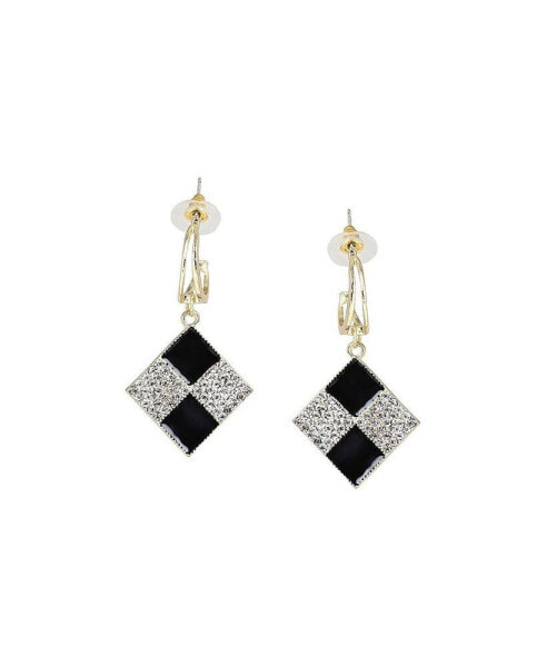 Women's Gold Checkered Drop Earrings