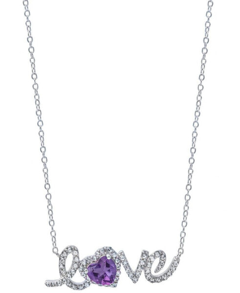 Macy's amethyst (5/8 ct. t.w) and White Topaz (1 ct. t.w) 'Love' Necklace in Sterling Silver