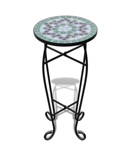 Mosaic Side Table Plant Table Green White