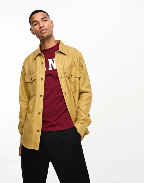 GANT heavy twill overshirt in mustard beige