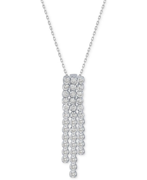 Diamond Three Row Cascading 18" Pendant Necklace (1/2 ct. t.w.) in 14k White Gold