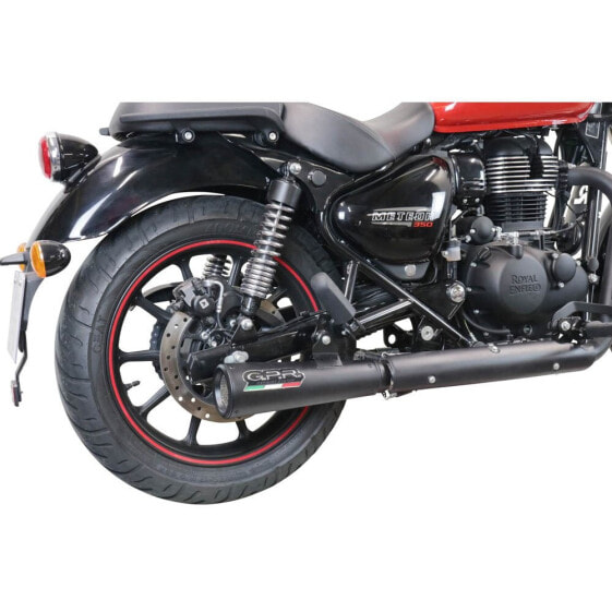 GPR EXHAUST SYSTEMS Hurricane Nero Royal Enfield Meteor 350 21-23 Ref:ROY.10.CAT.HUR.BL Homologated Stainless Steel Cone Muffler