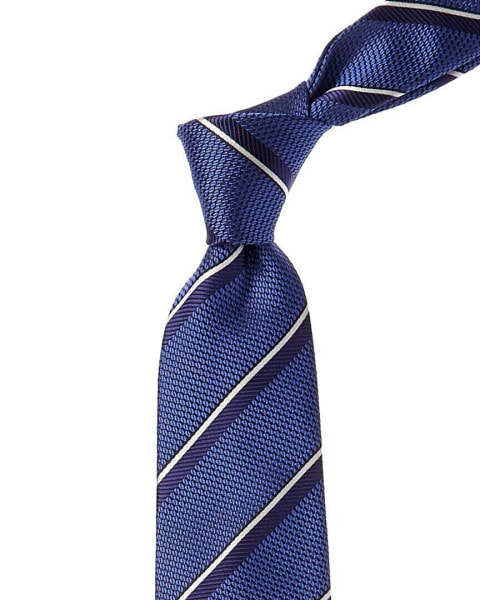 Canali Blue Stripe Silk Tie Men's Blue Os
