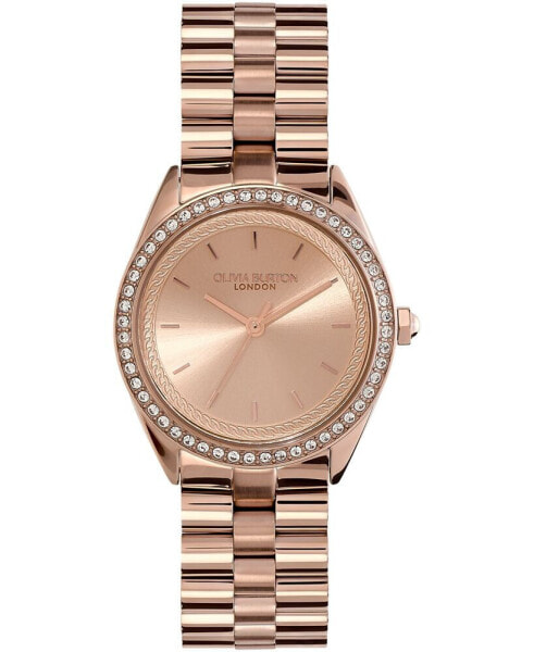 Women's Bejeweled Rose Gold-Tone Stainless Steel Watch 34mm