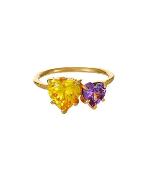 18K Gold Plated Brass Multi Heart Cubic Zirconia Ring